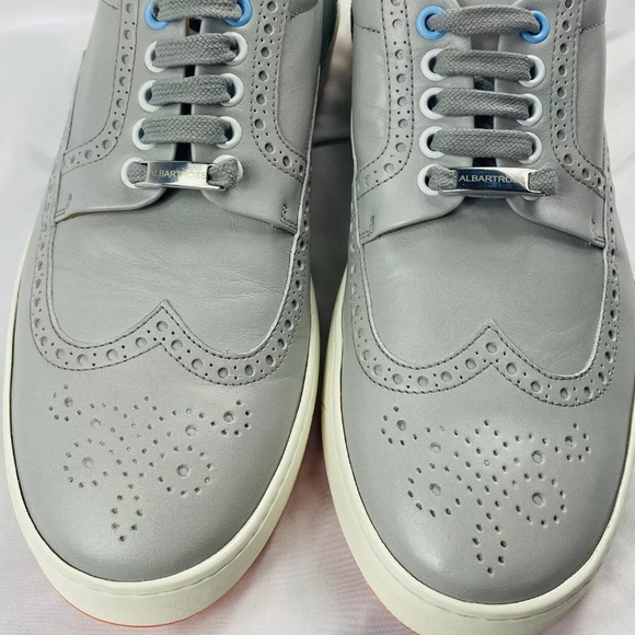 Royal Albartross Gray Leather Wing Tip Spikeless VIbram Golf Shoes Size US 9 NEW - Picture 2 of 7